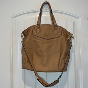 Tan leather Coach North South satchel purse large
Slouchy boho western